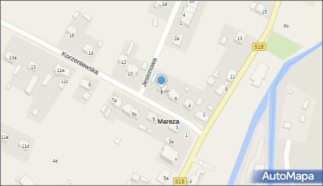 Mareza, Korzeniewska, 8, mapa Mareza