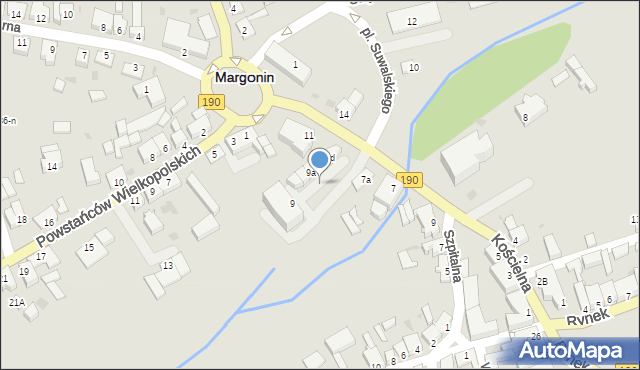 Margonin, Kościelna, 17, mapa Margonin