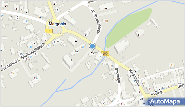 Margonin, Kościelna, 7a, mapa Margonin