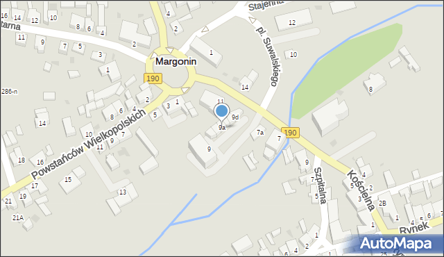 Margonin, Kościelna, 9a, mapa Margonin