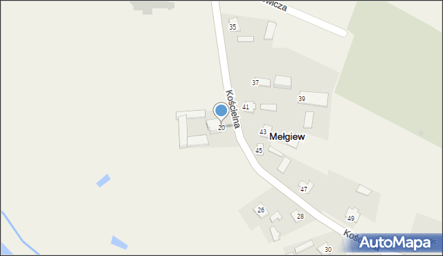 Mełgiew, Kościelna, 20, mapa Mełgiew