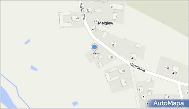 Mełgiew, Kościelna, 26, mapa Mełgiew
