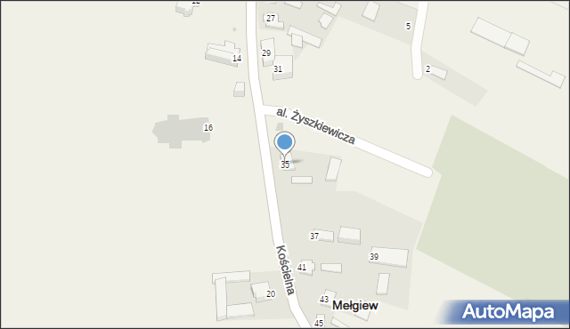 Mełgiew, Kościelna, 35, mapa Mełgiew