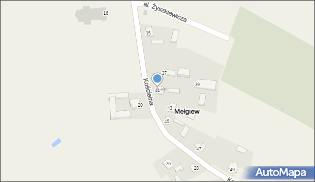 Mełgiew, Kościelna, 41, mapa Mełgiew