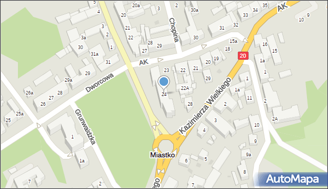 Miastko, Koszalińska, 24, mapa Miastko