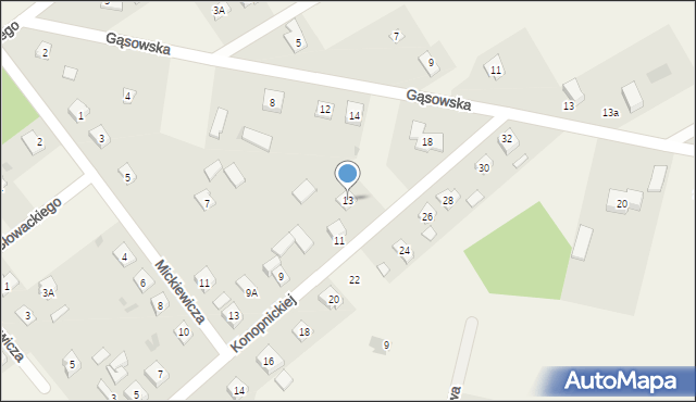 Miastków Kościelny, Konopnickiej Marii, 13, mapa Miastków Kościelny