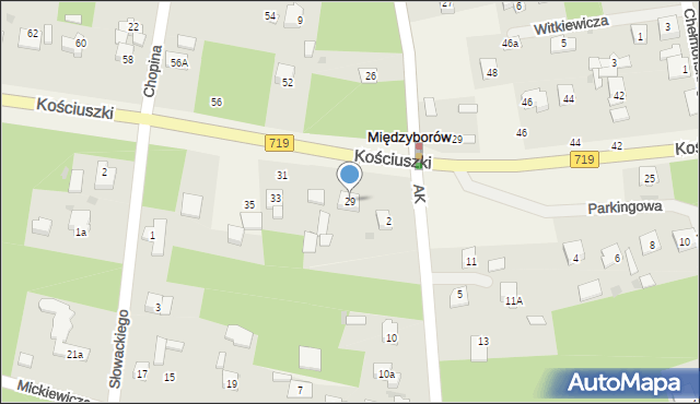 Międzyborów, Kościuszki Tadeusza, gen., 29, mapa Międzyborów