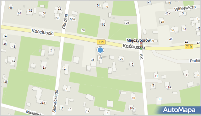 Międzyborów, Kościuszki Tadeusza, gen., 33, mapa Międzyborów