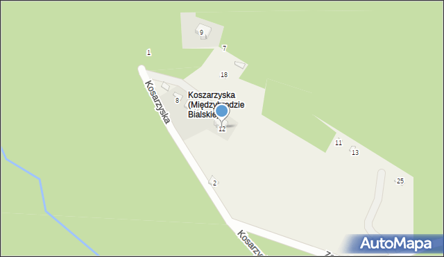 Międzybrodzie Bialskie, Kosarzyska, 12, mapa Międzybrodzie Bialskie