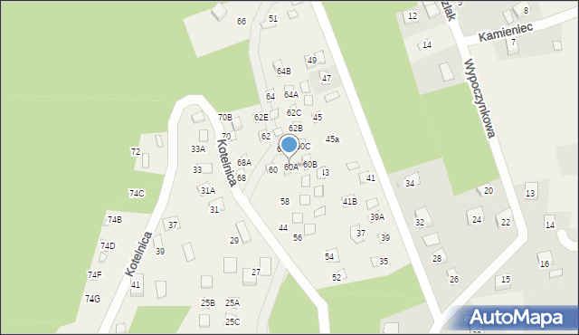 Międzybrodzie Bialskie, Kotelnica, 60A, mapa Międzybrodzie Bialskie