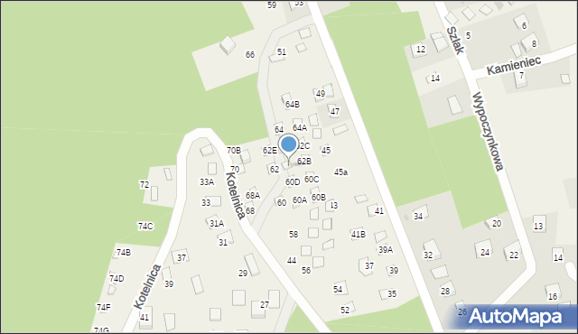 Międzybrodzie Bialskie, Kotelnica, 62A, mapa Międzybrodzie Bialskie