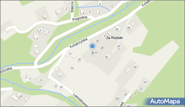 Międzybrodzie Żywieckie, Kosarzyska, 26, mapa Międzybrodzie Żywieckie