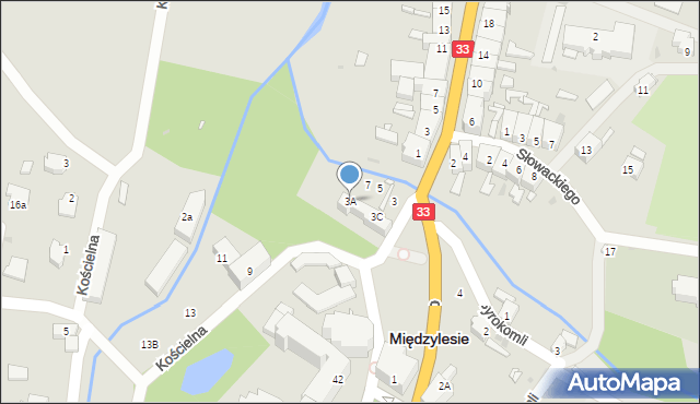 Międzylesie, Kościelna, 3A, mapa Międzylesie