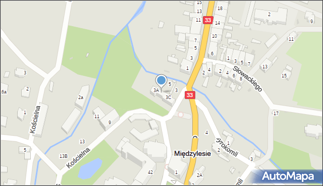 Międzylesie, Kościelna, 3B, mapa Międzylesie