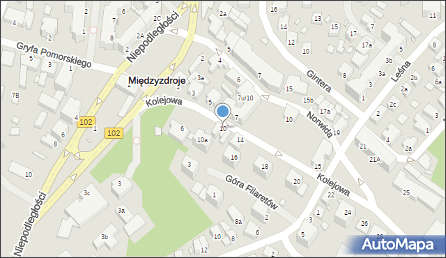 Międzyzdroje, Kolejowa, 10, mapa Międzyzdroje