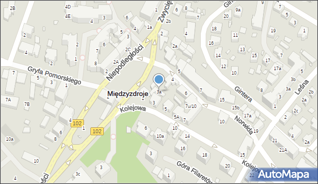 Międzyzdroje, Kolejowa, 3a, mapa Międzyzdroje