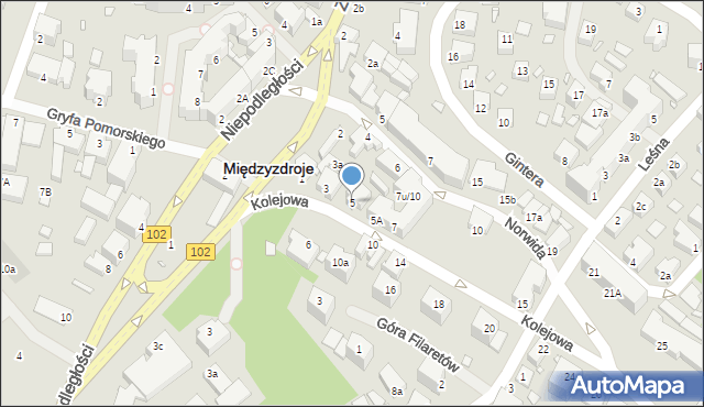 Międzyzdroje, Kolejowa, 5, mapa Międzyzdroje