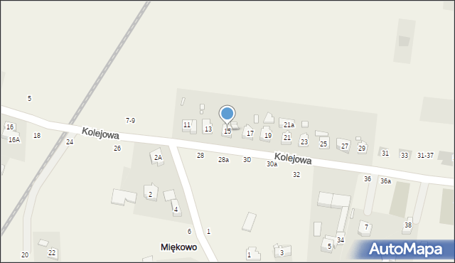 Miękowo, Kolejowa, 15, mapa Miękowo