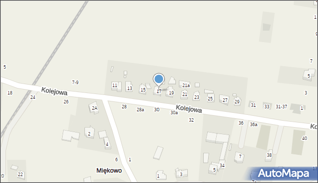 Miękowo, Kolejowa, 17, mapa Miękowo