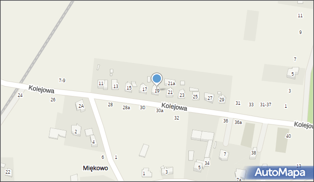 Miękowo, Kolejowa, 19, mapa Miękowo