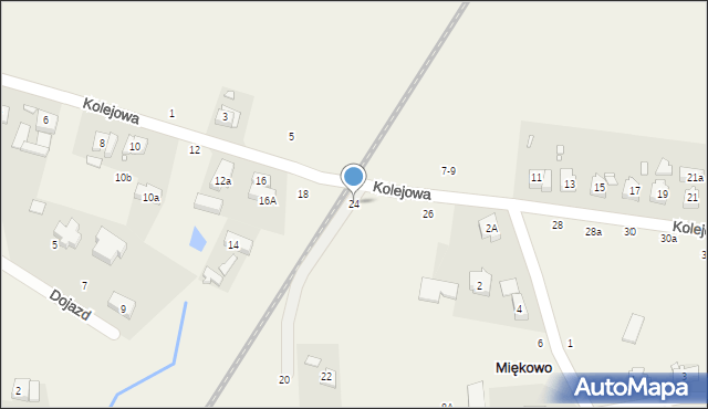 Miękowo, Kolejowa, 24, mapa Miękowo