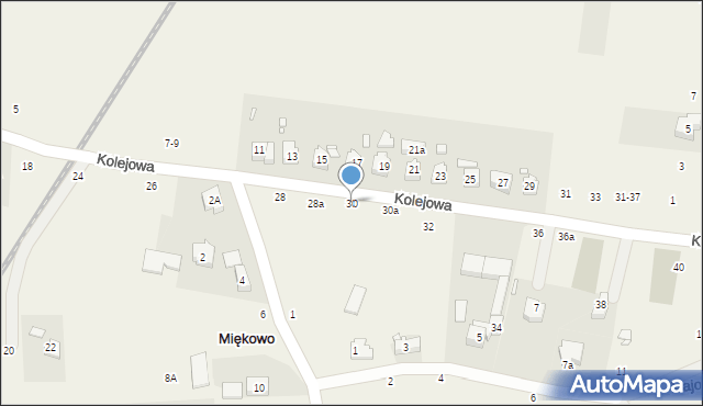 Miękowo, Kolejowa, 30, mapa Miękowo