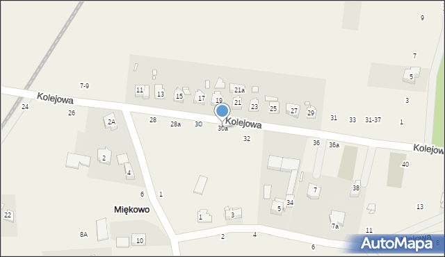 Miękowo, Kolejowa, 30a, mapa Miękowo