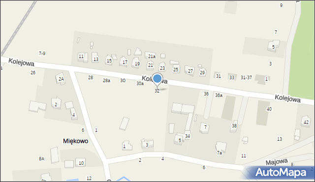 Miękowo, Kolejowa, 32, mapa Miękowo