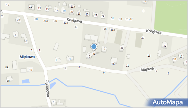 Miękowo, Kolejowa, 34, mapa Miękowo