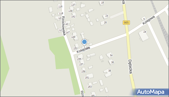 Mielec, Kolejowa, 1, mapa Mielca