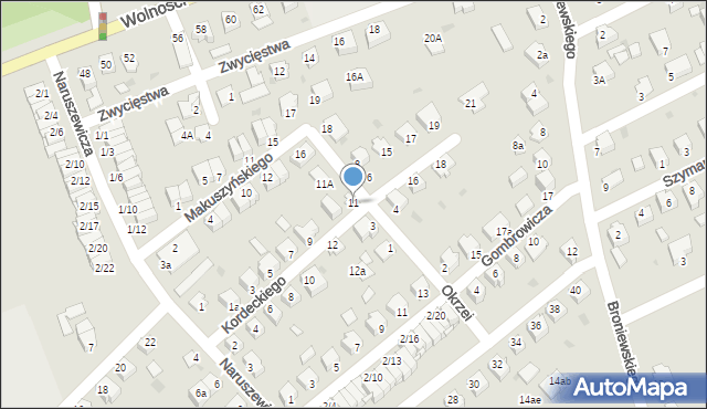 Mielec, Kordeckiego Augustyna, ks., 11, mapa Mielca