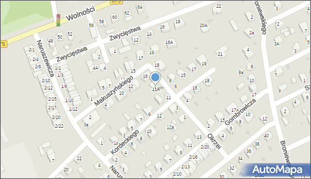 Mielec, Kordeckiego Augustyna, ks., 11A, mapa Mielca
