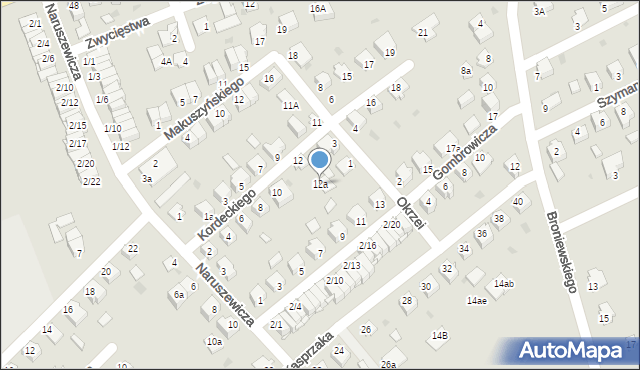 Mielec, Kordeckiego Augustyna, ks., 12a, mapa Mielca