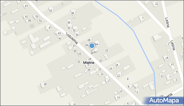 Miętne, Kościelna, 24, mapa Miętne