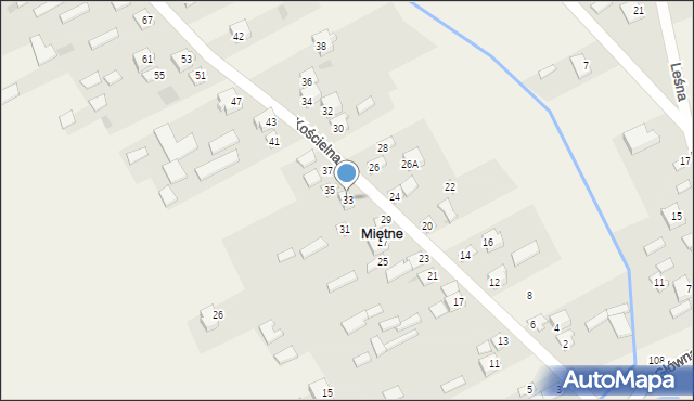 Miętne, Kościelna, 33, mapa Miętne