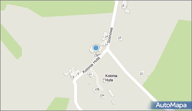 Mikołów, Kolonia Huta, 13a, mapa Mikołów