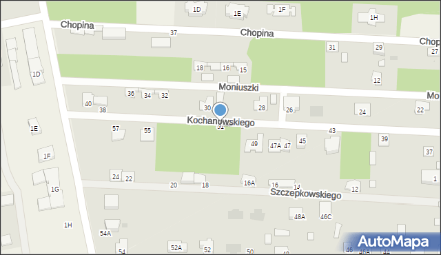 Milanówek, Kochanowskiego Jana, 51, mapa Milanówek