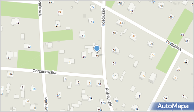 Milanówek, Kościuszki Tadeusza, gen., 59, mapa Milanówek