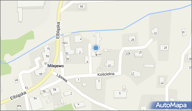 Milejewo, Kościelna, 8, mapa Milejewo