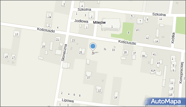 Milejów, Kościuszki Tadeusza, gen., 29, mapa Milejów