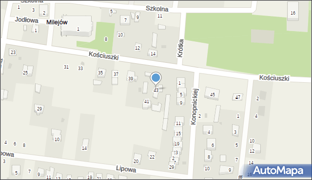 Milejów, Kościuszki Tadeusza, gen., 43, mapa Milejów