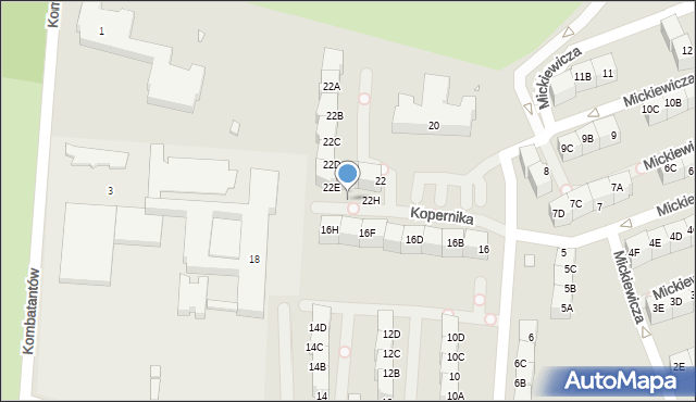 Milicz, Kopernika Mikołaja, 22G, mapa Milicz