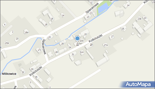 Milikowice, Kościuszki Tadeusza, gen., 22, mapa Milikowice