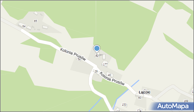 Milówka, Kolonia Prusów, 62, mapa Milówka