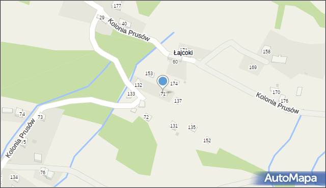 Milówka, Kolonia Prusów, 71, mapa Milówka