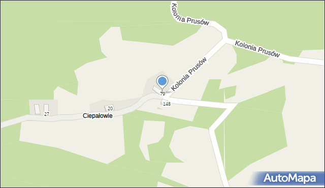 Milówka, Kolonia Prusów, 79, mapa Milówka