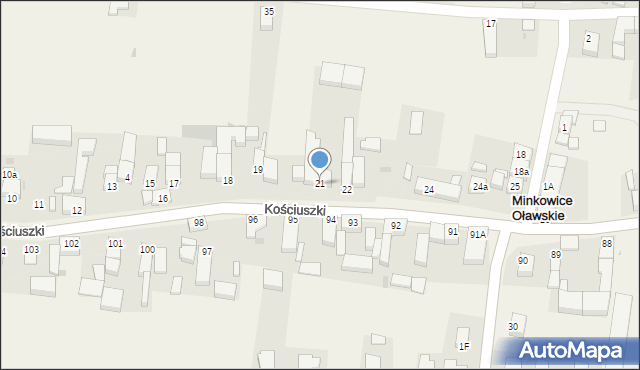 Minkowice Oławskie, Kościuszki Tadeusza, gen., 21, mapa Minkowice Oławskie