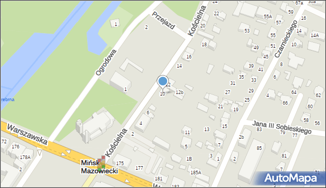 Mińsk Mazowiecki, Kościelna, 10, mapa Mińsk Mazowiecki