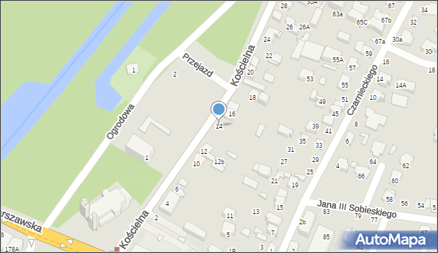 Mińsk Mazowiecki, Kościelna, 14, mapa Mińsk Mazowiecki