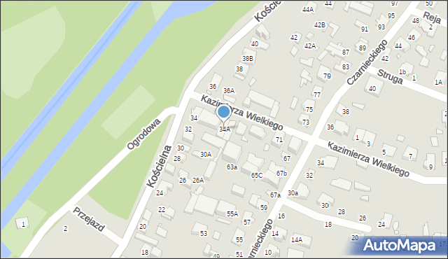 Mińsk Mazowiecki, Kościelna, 34A, mapa Mińsk Mazowiecki